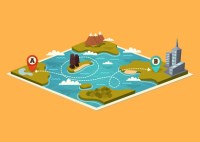 Map with map pointers. Vector illustration.